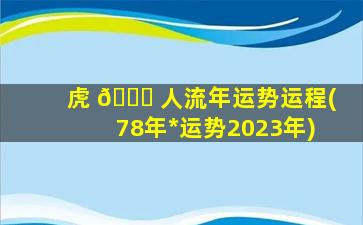 虎 🐈 人流年运势运程(78年*
运势2023年)